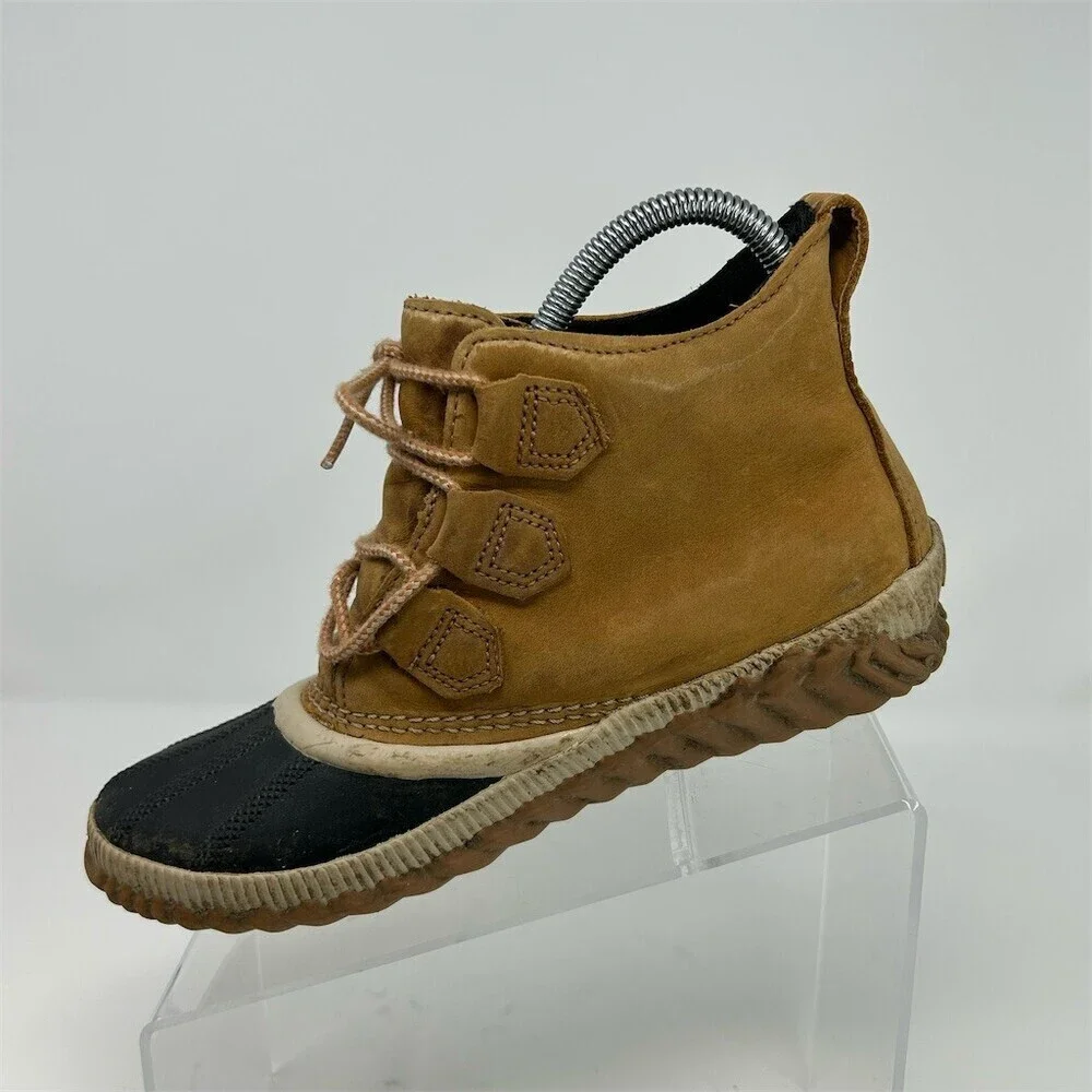 Sorel Out N About Duck Boots Womens Beige Waterproof Lace-Up Ankle Rain Size 8